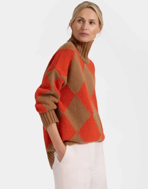 Argyle SweaterCamel/Orange in Wool