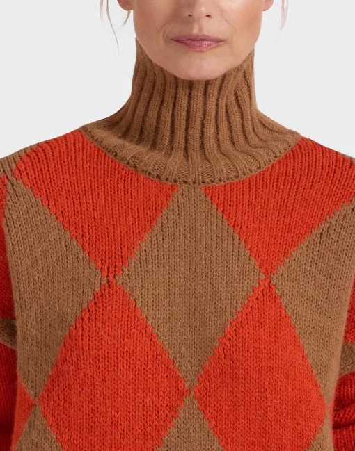 Argyle SweaterCamel/Orange in Wool