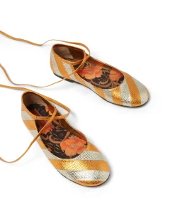 Ballerina FlatsOrange in Faux Python