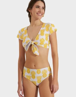 Bardot TopPineapple Sunflower White in Lycra