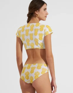 Bardot TopPineapple Sunflower White in Lycra