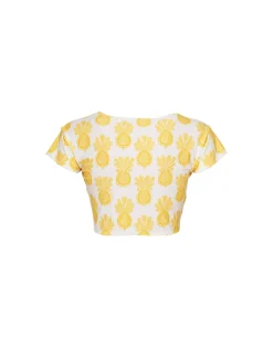 Bardot TopPineapple Sunflower White in Lycra