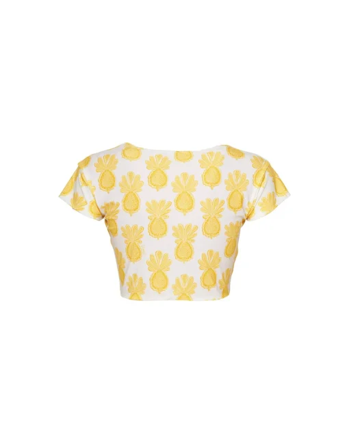 Bardot TopPineapple Sunflower White in Lycra