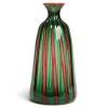 Bottiglia Vase (Ridged)Verde/Fucsia in Glass