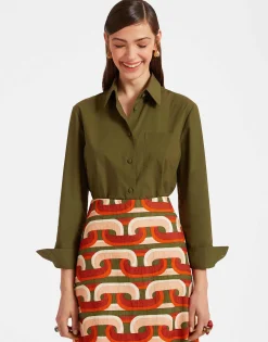 Boy ShirtSolid Camouflage in Crisp Poplin