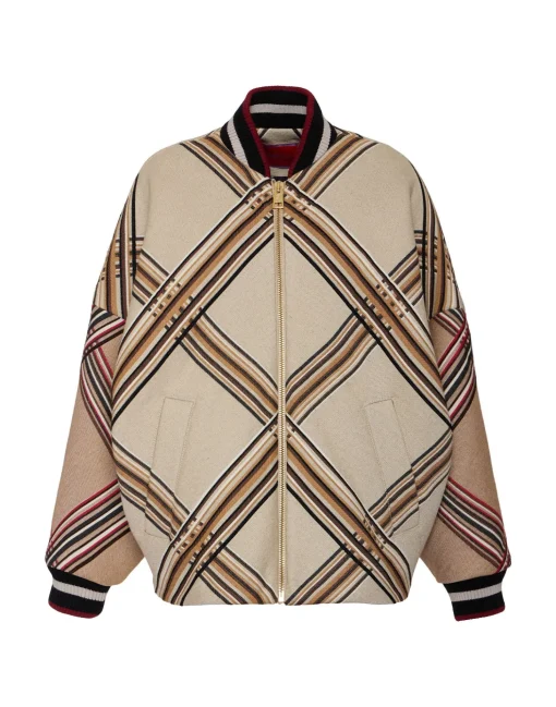 Brooklyn BomberLady Check Light Beige in Wool