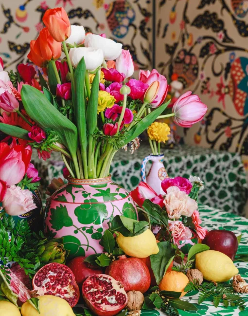 Bubble VaseWildbird Rosa/Verde in Porcelain