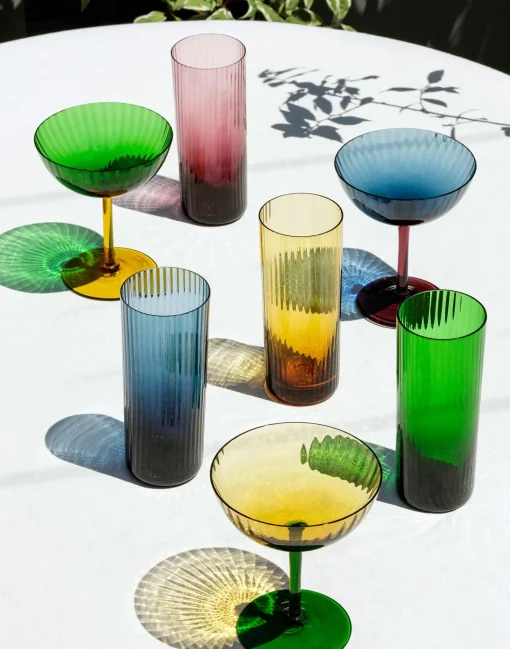 Champagne Coupe Set of 2Giallo in Glass
