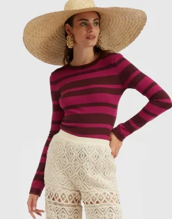 Crew TopSolid Fuchsia in Cotton Cashmere