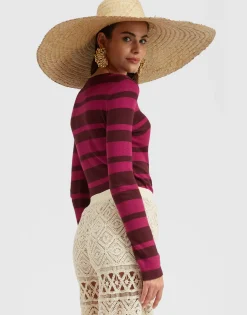 Crew TopSolid Fuchsia in Cotton Cashmere
