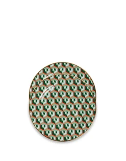 Dessert Plate Set of 2Cubi Verde in Porcelain