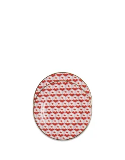 Dessert Plate Set of 2Cubi Rosso in Porcelain
