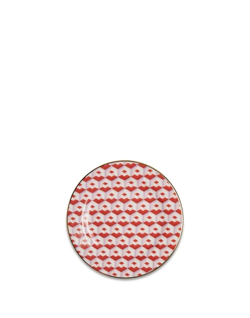 Dessert Plate Set of 2Cubi Rosso in Porcelain