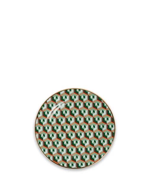 Dessert Plate Set of 2Cubi Verde in Porcelain