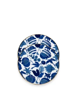 Dessert Plate Set of 2Wildbird Blu/Bianco in Porcelain