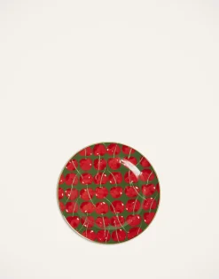 Dessert Plates Set Of 2Cherries Verde in Porcelain