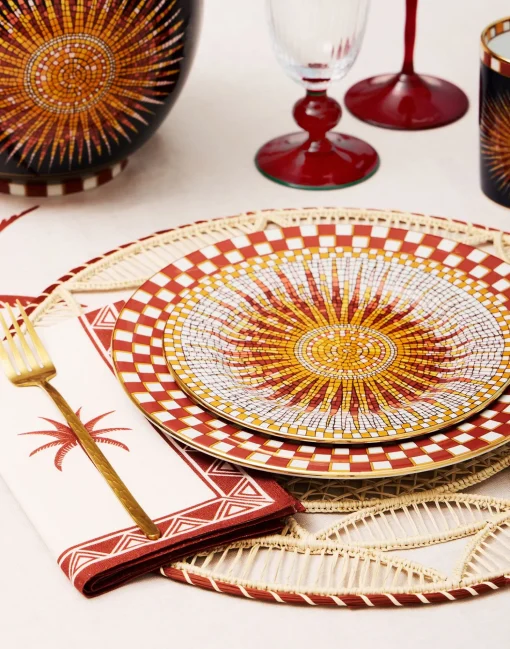 Dessert Plates Set Of 2Sunrays Multicolor in Porcelain
