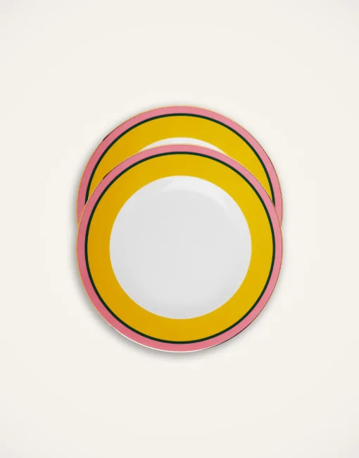 Dinner Plates Set Of 2Rainbow Yellow in Porcelain