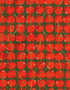 DishtowelCherries Verde in Cotton