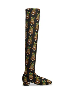 Edie High BootsScarab Black in Elastic Lycra