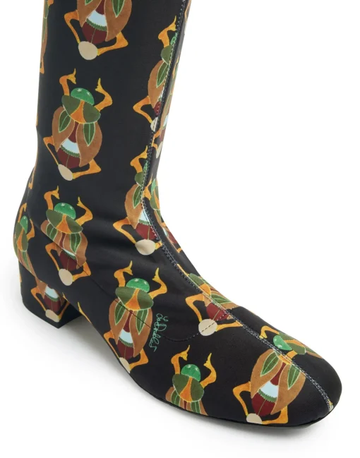 Edie High BootsScarab Black in Elastic Lycra