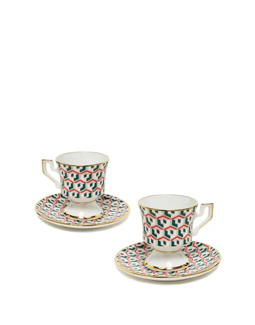 Espresso Cup & Saucer Set of 2Cubi Lilla in Porcelain