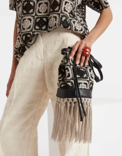 Feria Crossbody BagMini Tiles Black in Macramé