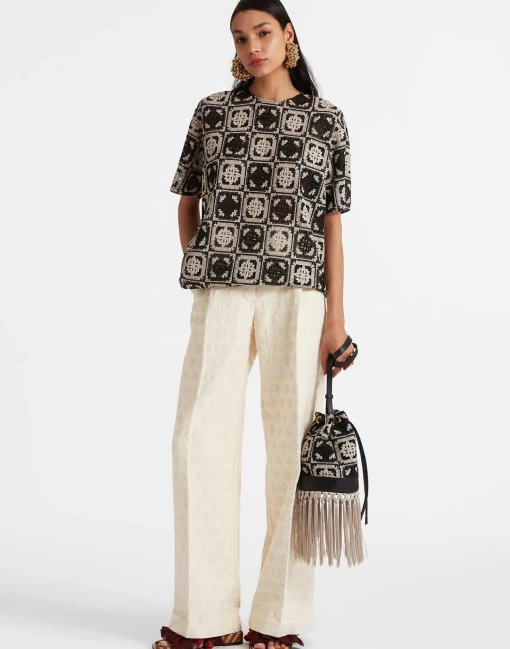 Feria Crossbody BagMini Tiles Black in Macramé