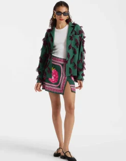 Foulard Mini SkirtLampone Placée Emerald in Envers Satin