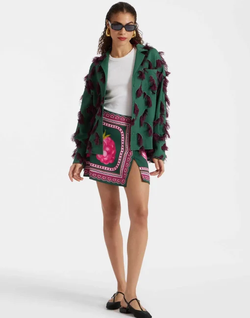 Foulard Mini SkirtLampone Placée Emerald in Envers Satin