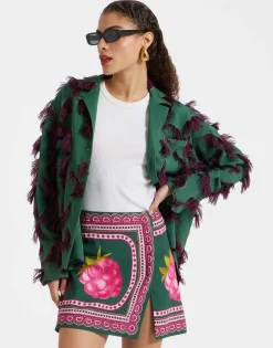 Foulard Mini SkirtLampone Placée Emerald in Envers Satin