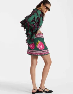 Foulard Mini SkirtLampone Placée Emerald in Envers Satin
