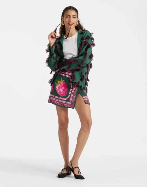Foulard Mini SkirtLampone Placée Emerald in Envers Satin