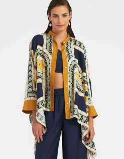 Foulard ShirtMudejar Placée Blue in Silk Twill