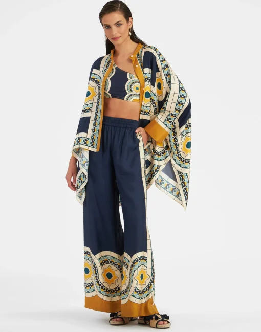 Foulard ShirtMudejar Placée Blue in Silk Twill