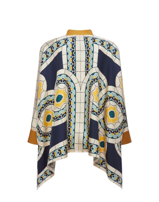 Foulard ShirtMudejar Placée Blue in Silk Twill
