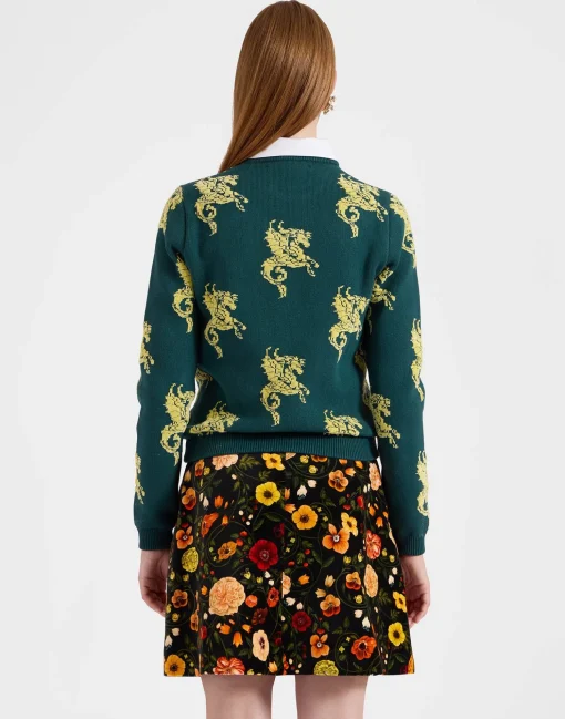Gryphos SweaterDark Green in Fleece Jacquard