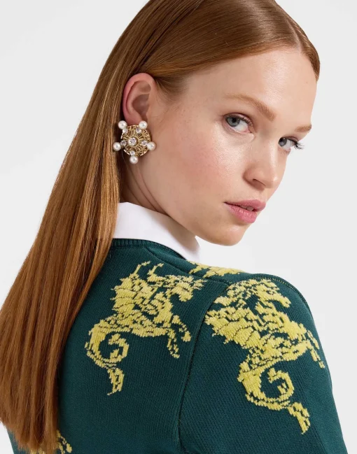 Gryphos SweaterDark Green in Fleece Jacquard