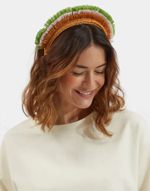 Halo HeadbandSolid Ocher in Raffia Crochet