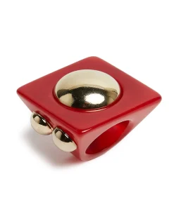 Hathor Square RingRed in Acrylic Resin