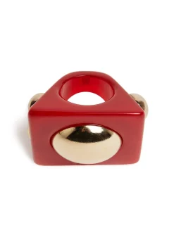 Hathor Square RingRed in Acrylic Resin