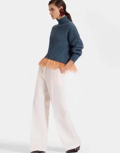 High Kick SweaterBlue in Wool With Feathers