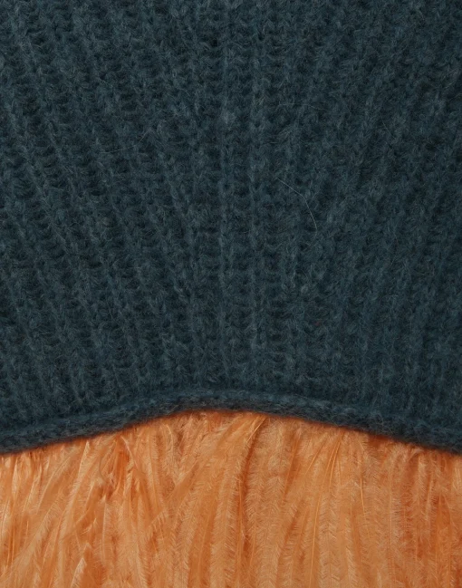 High Kick SweaterBlue in Wool With Feathers