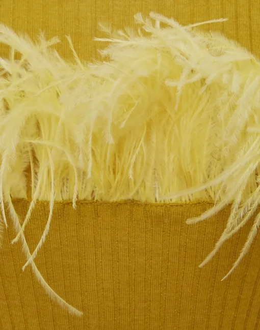 High Kick TeeLime in Ribbed Silk Cashmere With Feathers