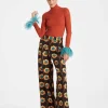 High Kick TopOrange in Ribbed Silk Cashmere With Feathers
