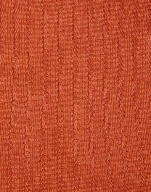 High Kick TopOrange in Ribbed Silk Cashmere With Feathers