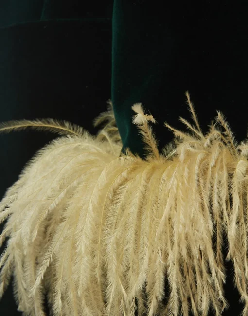 Keaton JacketBlue Petrol in Velvet With Feathers