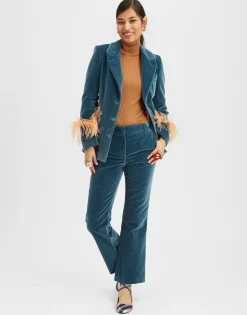 Keaton JacketLight Blue in Velvet With Feathers