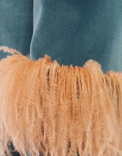 Keaton JacketLight Blue in Velvet With Feathers