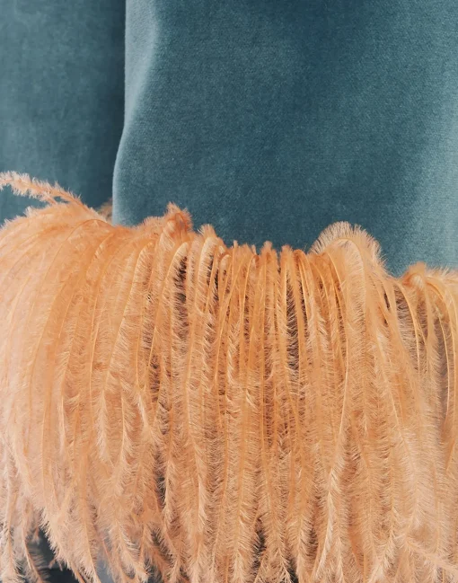 Keaton JacketLight Blue in Velvet With Feathers